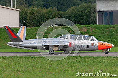 Former French Air Force Armee De Lâ€™Air Fouga CM-170R Magister jet trainer aircraft F-AZPZ Editorial Stock Photo